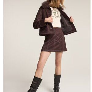 Old Navy x Anna Sui Vegan Suede Seamed Mini Skirt Earthen M